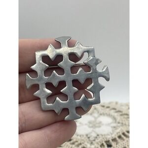 Vintage COROCRAFT Signed Matte Silver Tone Jerusalem Five Fold Cross Brooch Pin